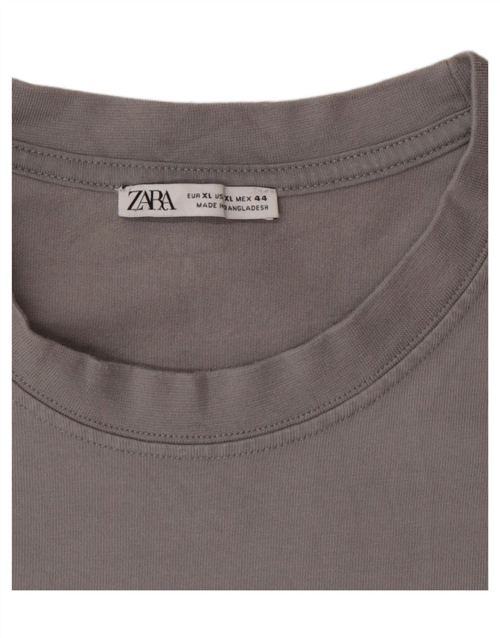 ZARA Mens T-Shirt Top XL Grey Vintage Zara and Second-Hand Zara from Messina Hembry 