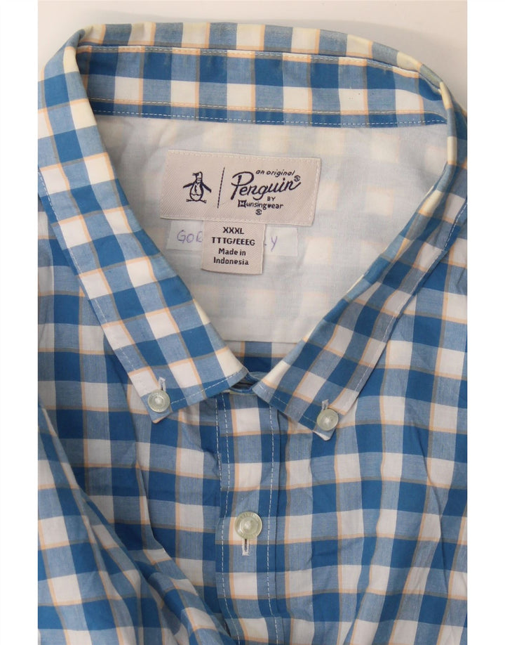 Penguin Mens Short Sleeve Shirt 3XL Blue Gingham