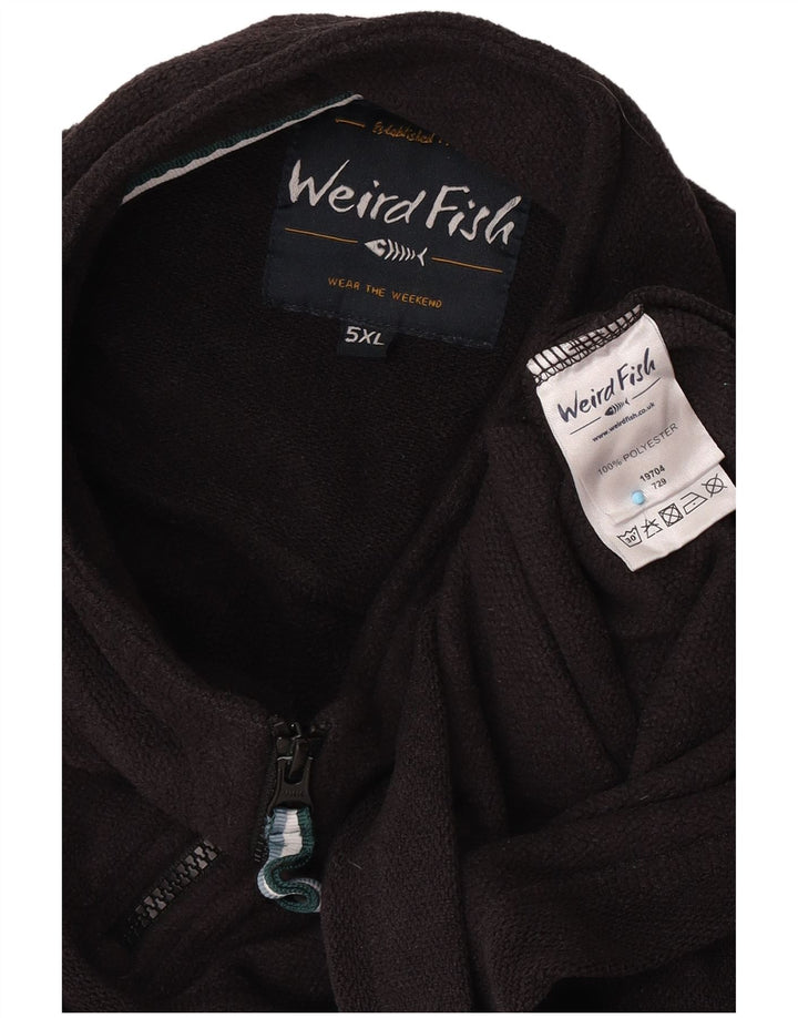 Weird Fish Mens Zip Neck Sweatshirt Jumper 5XL Black Polyester
