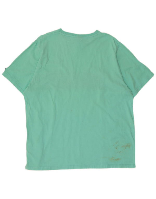 Ellesse Mens Graphic T-Shirt Top 2XL Turquoise Colourblock Cotton
