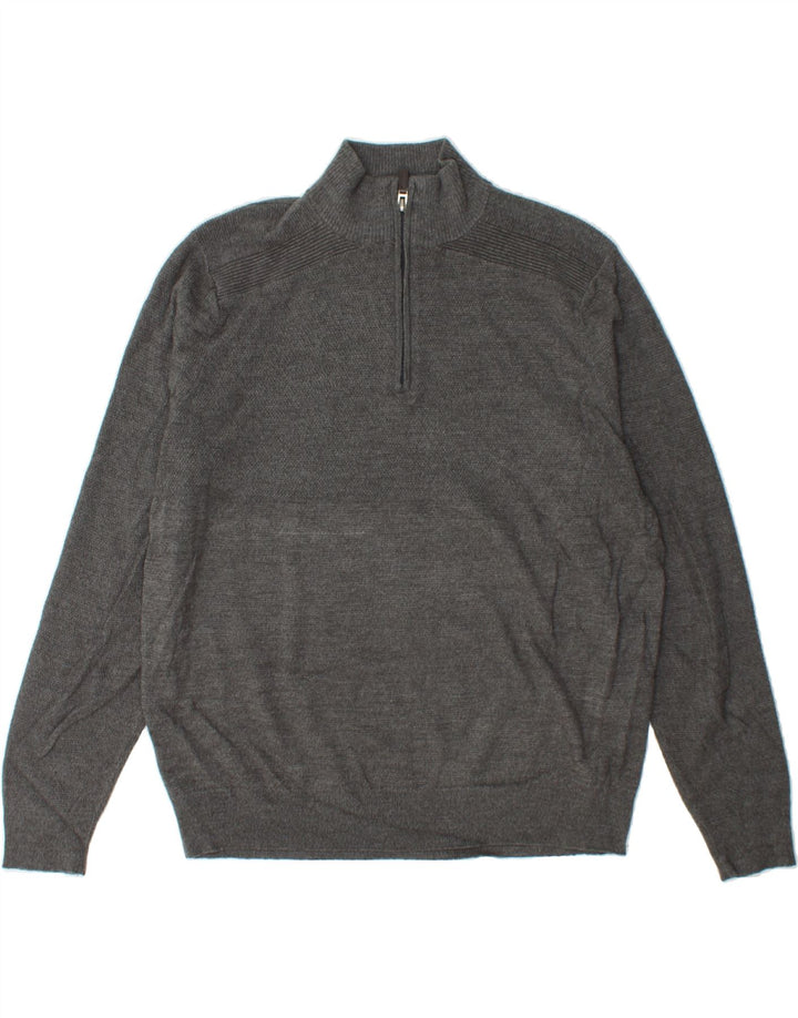 DOCKERS Mens Zip Neck Jumper Sweater Large Grey Acrylic Vintage Dockers and Second-Hand Dockers from Messina Hembry 