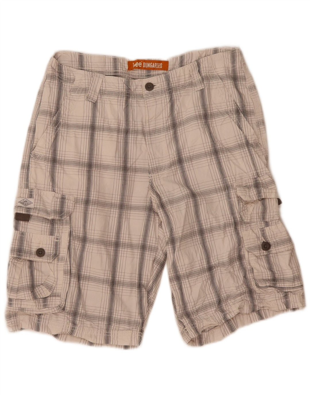 Lee Mens Cargo Shorts W32 Medium White Plaid Cotton