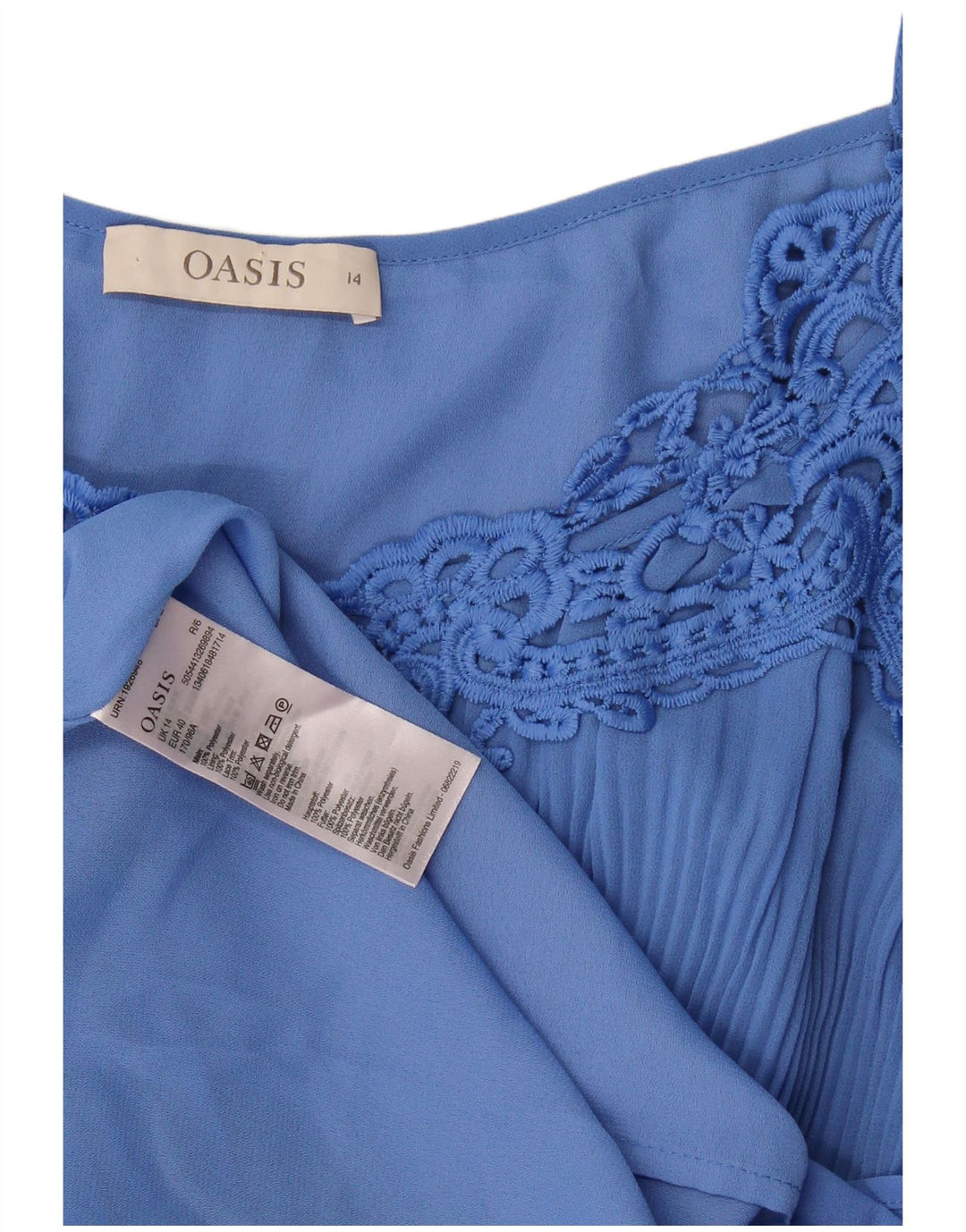 Oasis Kvinder Off Shoulder Kjole UK 14 Medium Blue Polyester