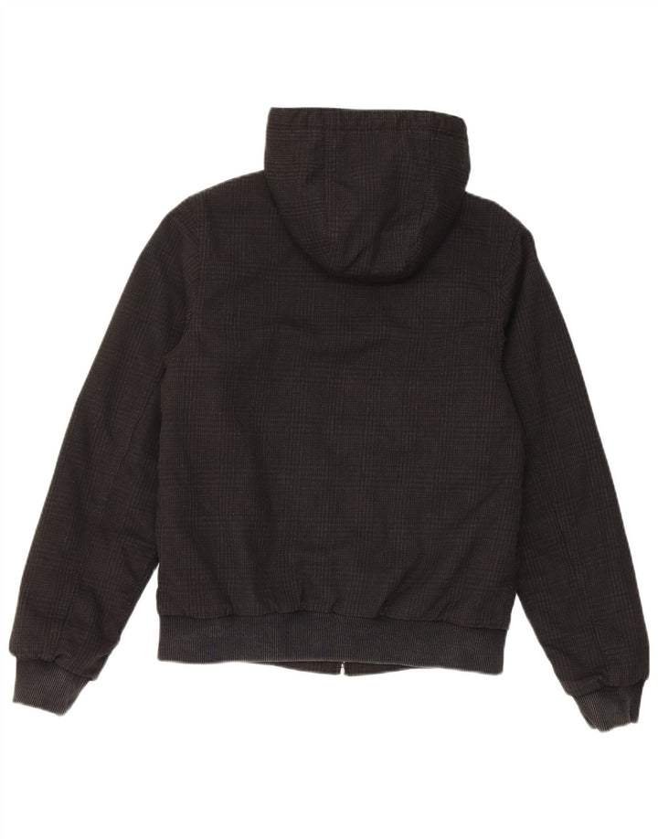 Carhartt Womens Hooded Bomber Jacket UK 6 XS Black Check Polyester