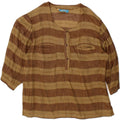 VINTAGE Womens 3/4 Sleeve Pullover Shirt IT 46 Large Brown Striped Vintage Vintage and Second-Hand Vintage from Messina Hembry 