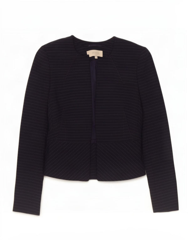 Giacca blazer aperta da donna Hobbs UK 8 piccola poliestere gessato blu navy