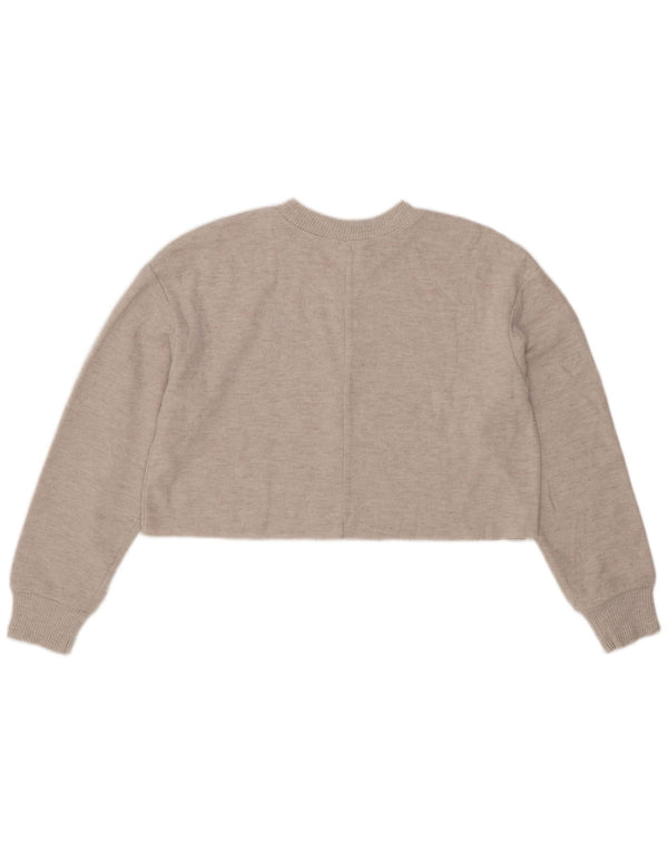 Zara Womens Crop Bluse Top UK 14 Medium Grey Polyester