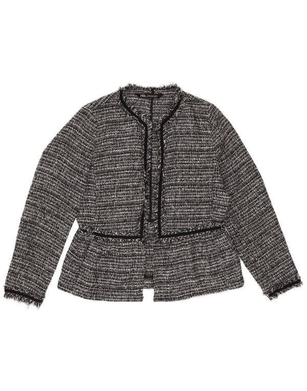 Zara Veste blazer ouverte surdimensionnée pour femme UK 6 XS Polyester rayé noir