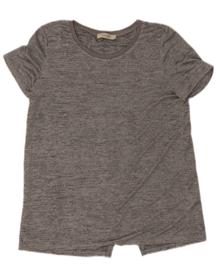 Oasis Womens T-Shirt Top UK 10 Small Grey Flecked Polyester