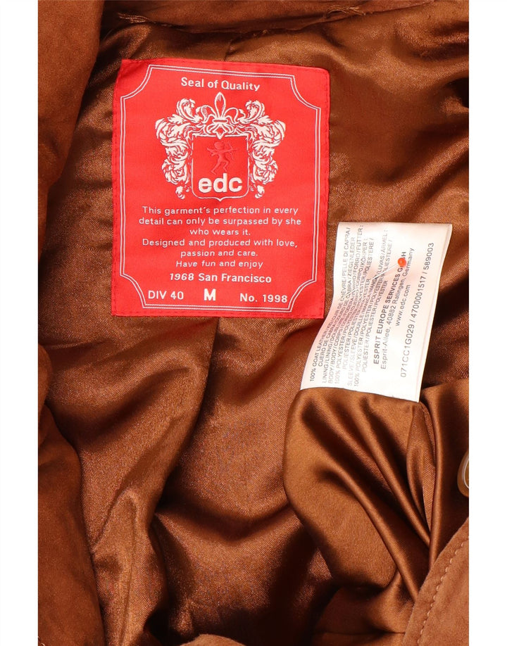 EDC Womens Suede Jacket UK 14 Medium Brown Leather