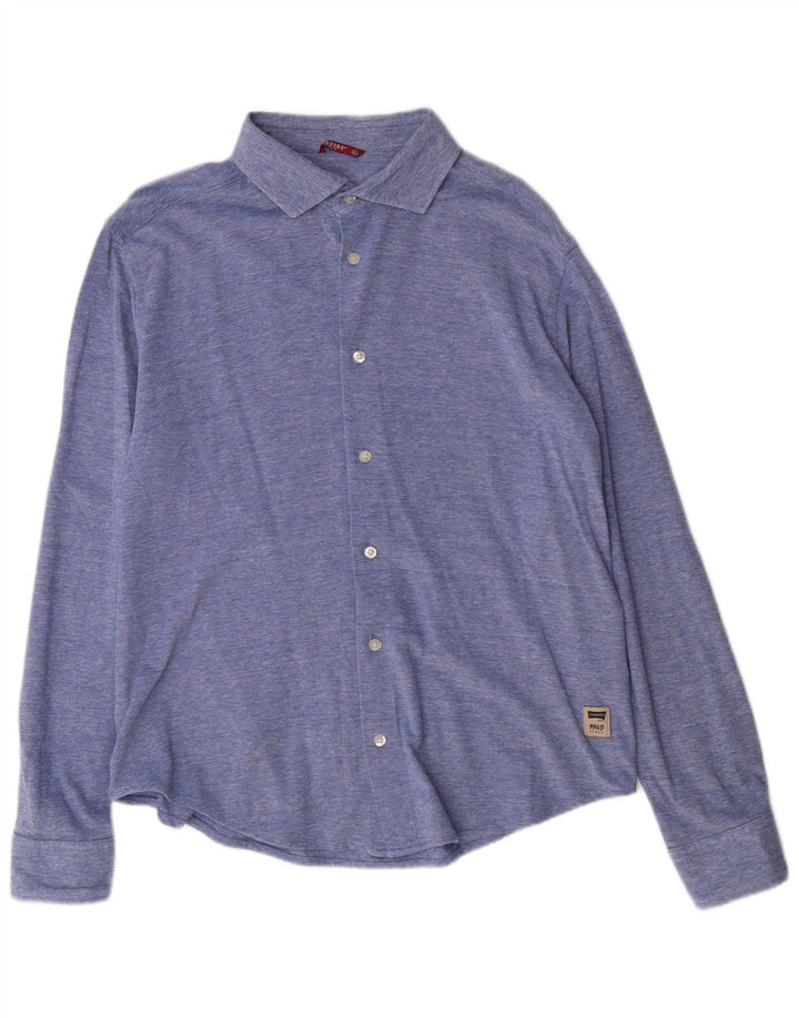 Carrera Mens Shirt XL Blue Flecked Cotton