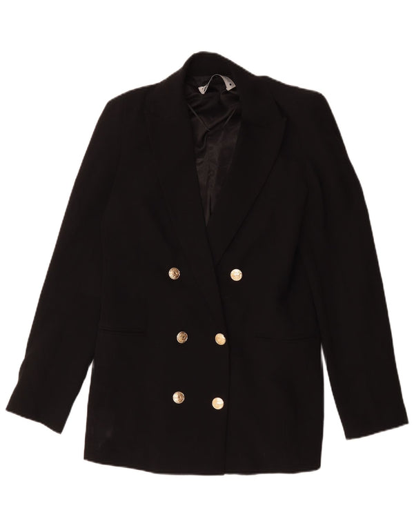 Zara Veste Blazer Double Boutonnage Femme UK 6 XS Noir Polyester