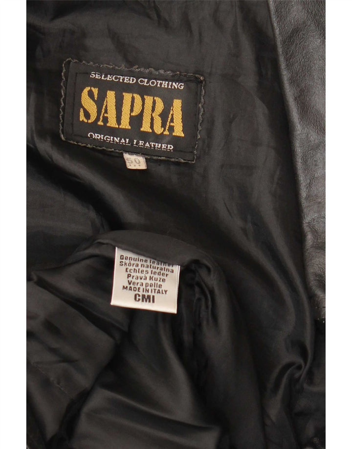 Vintage Womens Leather Jacket IT 50 XL Black
