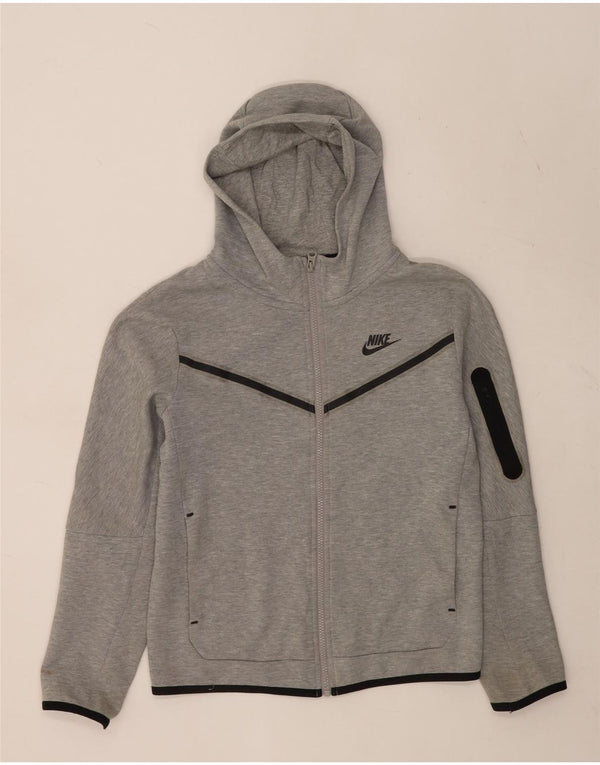 Nike Boys Zip Hoodie Sweater 12-13 Years Large Grey Flecked Cotton