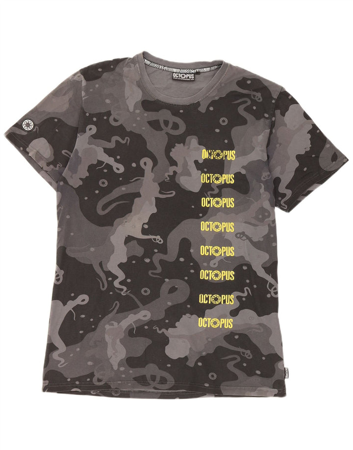 Octopus T-Shirt Graphique Homme Gris Moyen Camouflage Coton