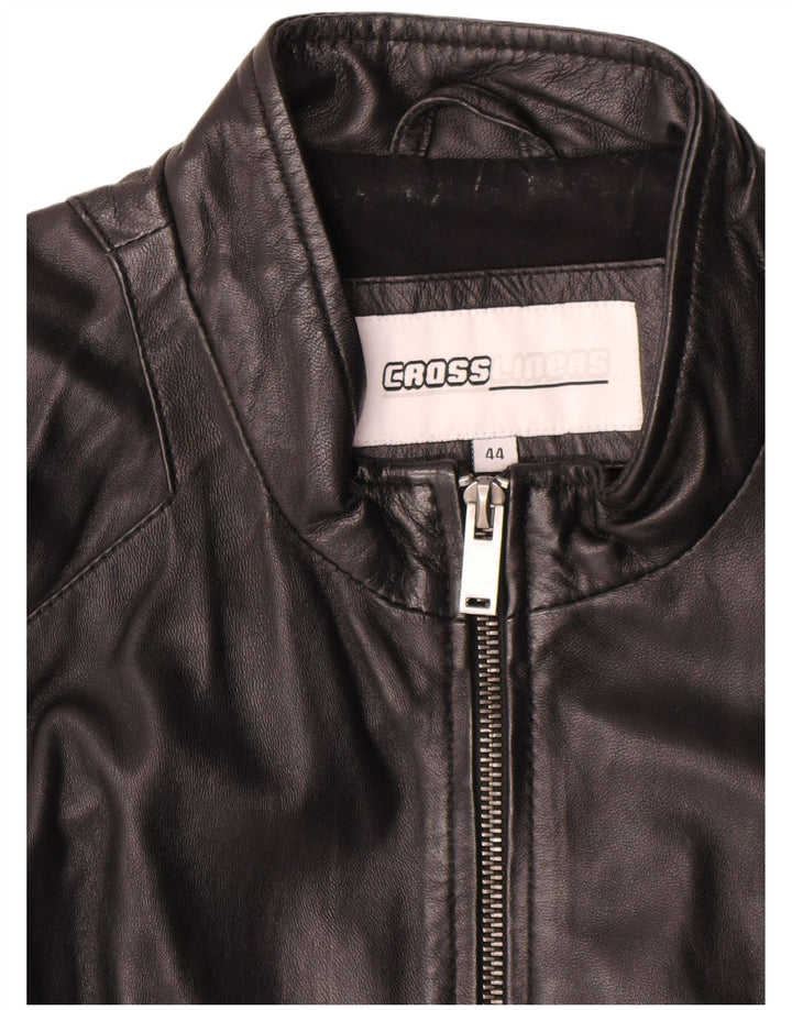 Vintage Womens Leather Jacket IT 44 Medium Black Leather