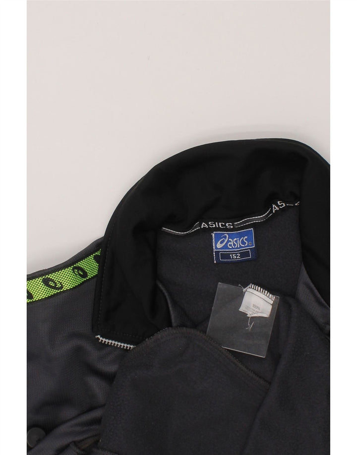 ASICS Boys Graphic Tracksuit Top Jacket 11-12 Years Grey Polyester Vintage Asics and Second-Hand Asics from Messina Hembry 