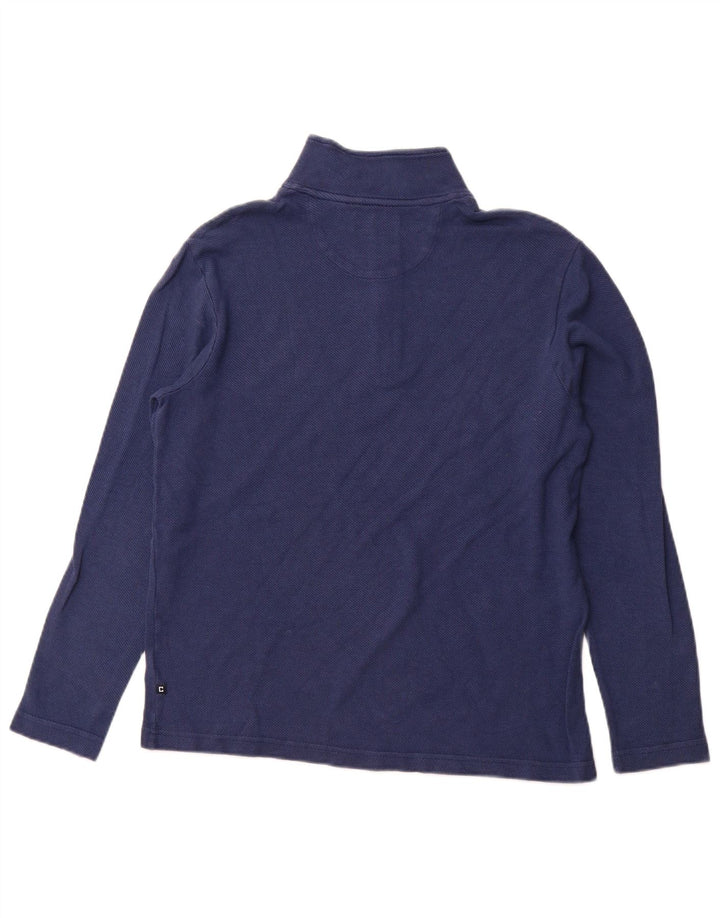 CHAPS Mens Zip Neck Top Long Sleeve Medium Navy Blue Cotton