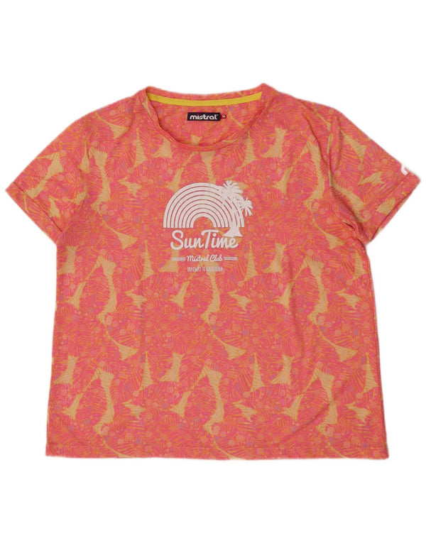 Mistral Dame Grafisk T-Shirt Top UK 14 Medium Pink Floral