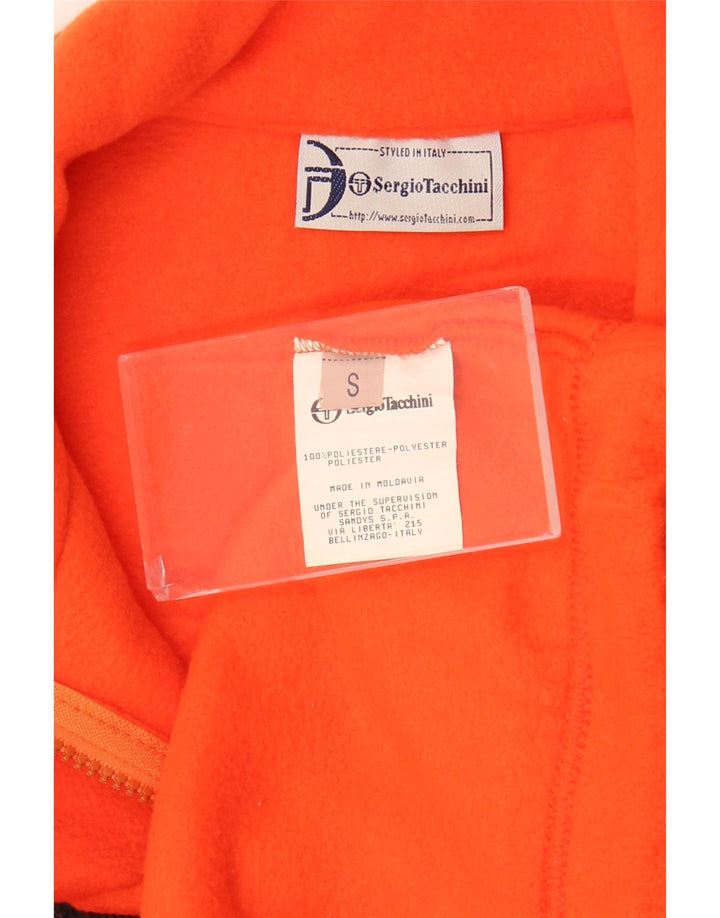 Sergio Tacchini Mens Zip Neck Fleece Jumper Small Orange Polyester