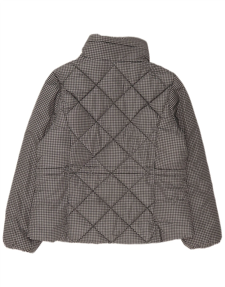 Marks & Spencer Womens Quilted Jacket UK 16 Large Black Houndstooth