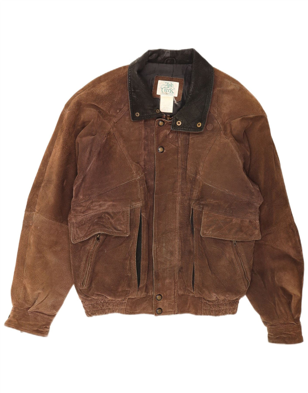 Vintage Mens Suede Bomber Jacket UK 40 Large Brown Leather