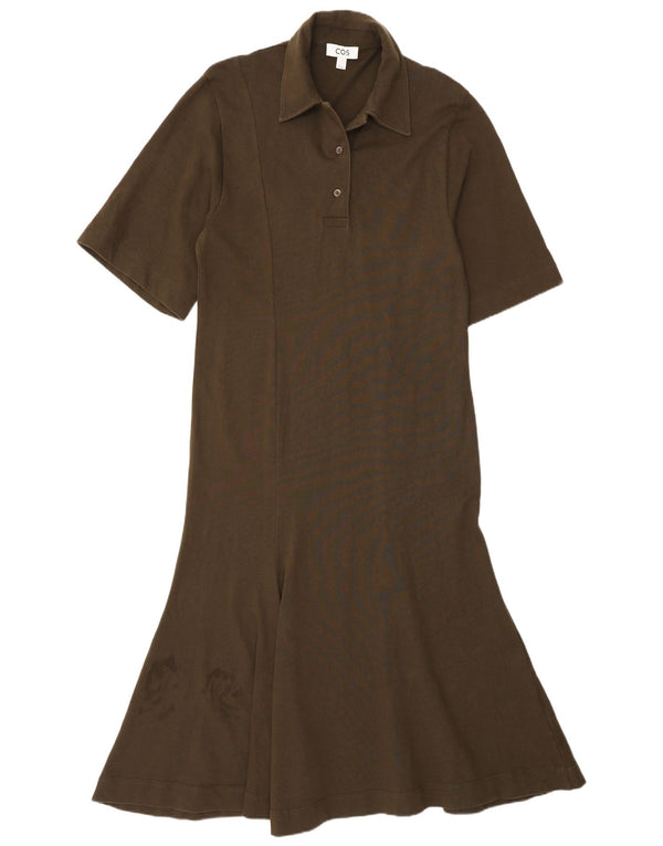 Cos Womens Maxi Polo Dress UK 10 Small Khaki Cotton