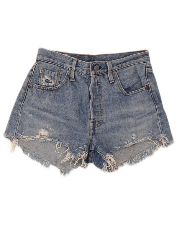 Levi's Womens 501 distressed denimshorts W23 2XS blå bomuld