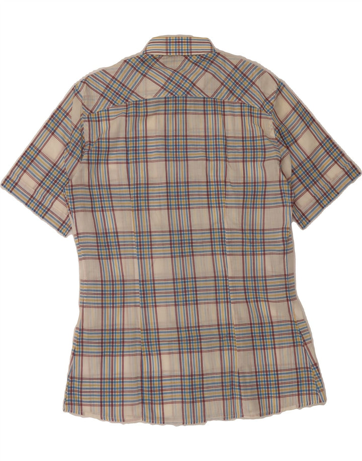 LONGHI Mens Short Sleeve Shirt Size 15 3/4 40 Medium Grey Check Vintage Longhi and Second-Hand Longhi from Messina Hembry 