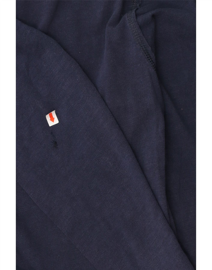 Benetton Mens Graphic Top Long Sleeve Medium Navy Blue Cotton