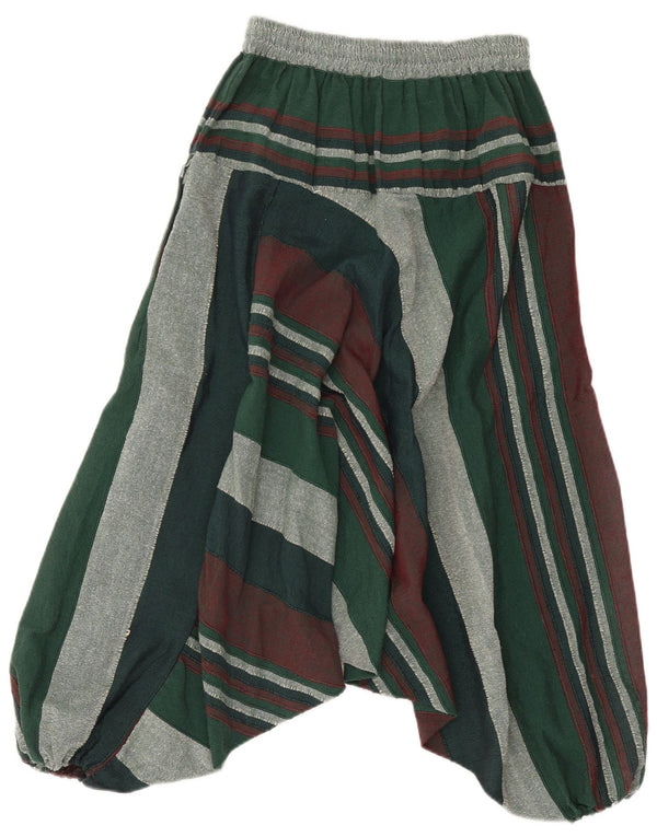 Vintage Womens Harem Trousers W32 L32 Green Striped Cotton