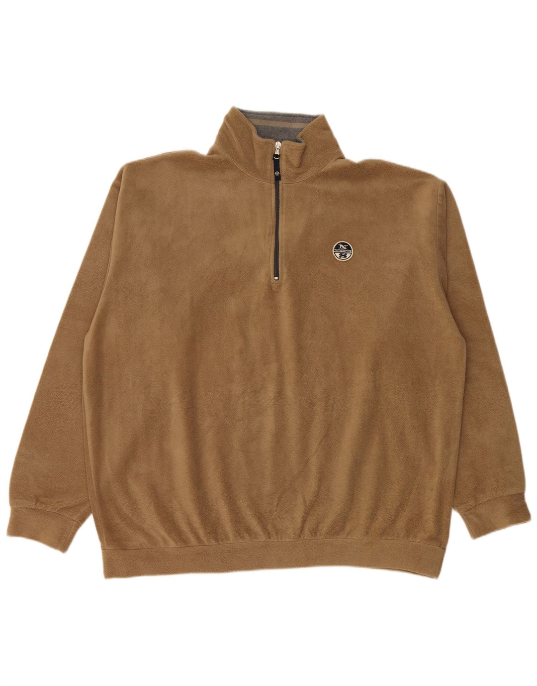 NORTH SAILS Mens Zip Neck Fleece Jumper 2XL Beige Polyester