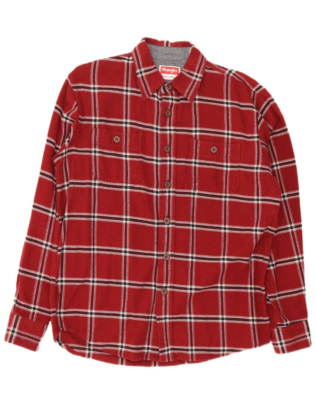 Wrangler Mens Flannel Shirt Medium Red Check Cotton