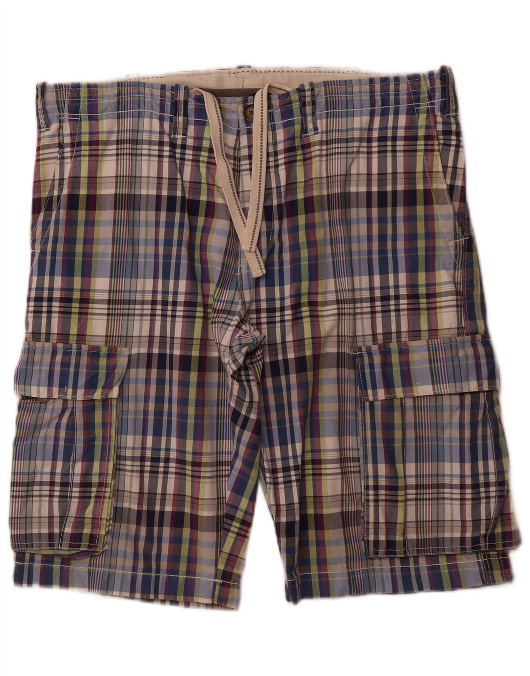 BENETTON Mens Cargo Shorts IT 54 2XL W40  Multicoloured Check Cotton