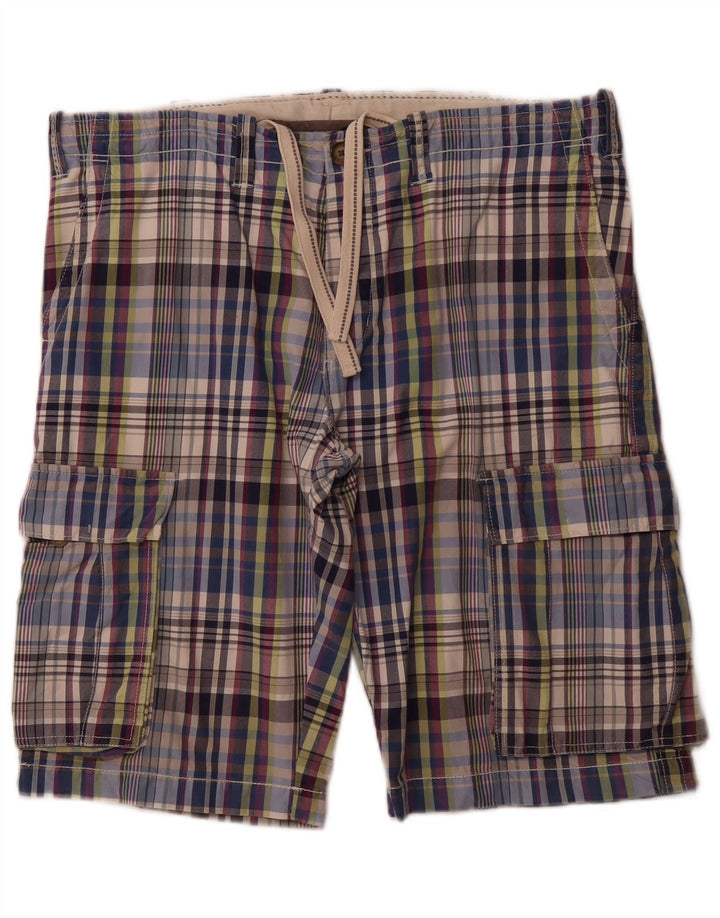 BENETTON Mens Cargo Shorts IT 54 2XL W40  Multicoloured Check Cotton