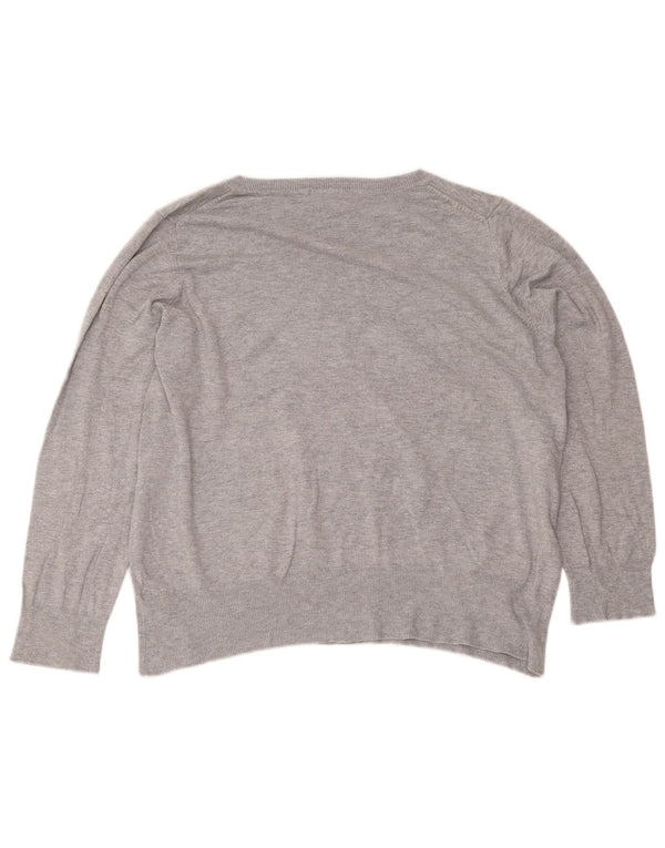 Marks & Spencer Damski sweter z dekoltem w kształcie litery V, UK 22 3XL, szary wiskoza