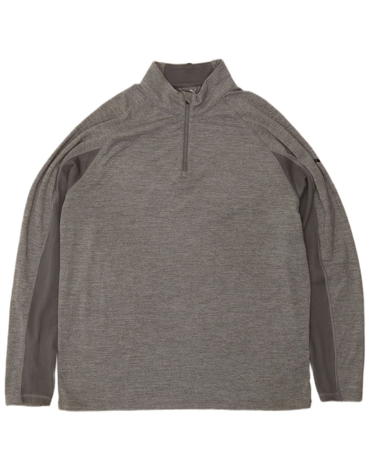 PUMA Mens Zip Neck Pullover Tracksuit Top XL Grey Polyester