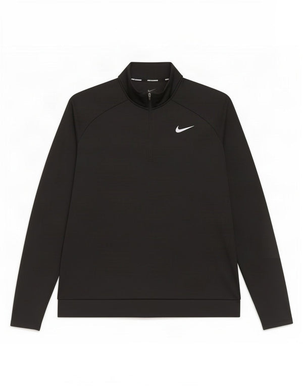 Nike Damen Dri Fit Zip Neck Sweatshirt Pullover UK 16 Large Schwarz Polyester