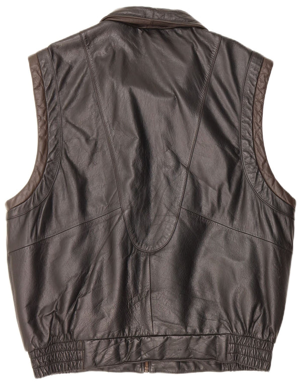 Enrico Gorlani Womens Leather Gilet UK 38 Medium Black