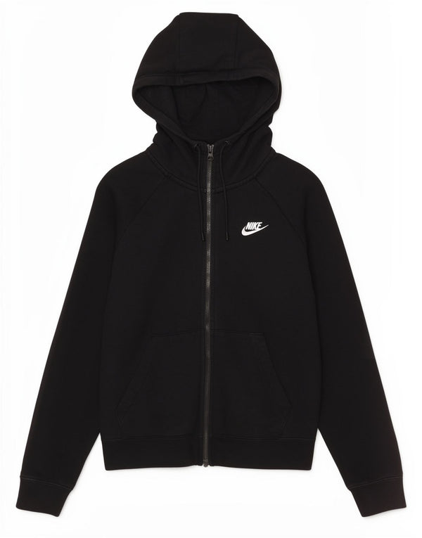 Nike Damen Zip Hoodie Pullover UK 6 XS Schwarz Baumwolle Sport