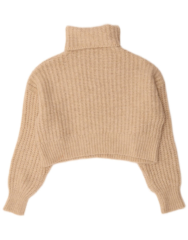 Zara Damen Crop Oversized Rollkragenpullover Pullover UK 10 Small Beige