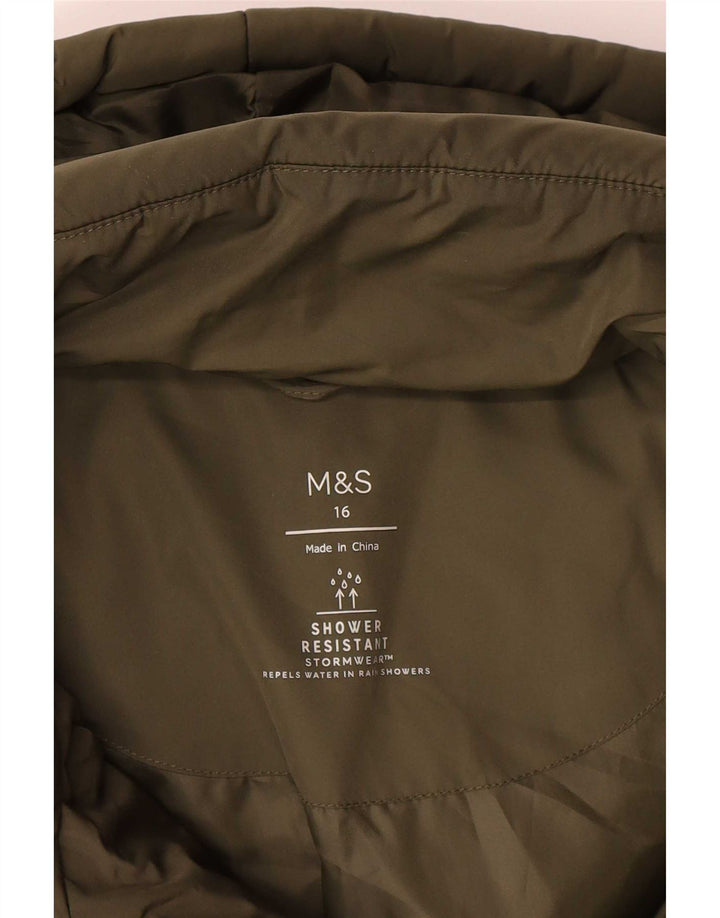 Marks & Spencer Γυναικείο μπουφάν με κουκούλα UK 16 Large Khaki Polyester