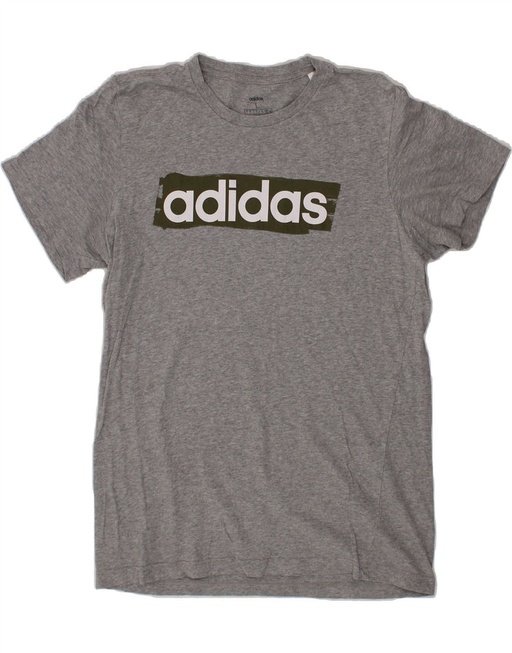 ADIDAS Mens Graphic T-Shirt Top Large Grey Flecked Vintage Adidas and Second-Hand Adidas from Messina Hembry 