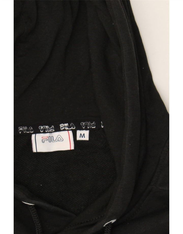 FILA Womens Oversized Graphic Hoodie Jumper UK 14 Medium Black Vintage Fila and Second-Hand Fila from Messina Hembry 