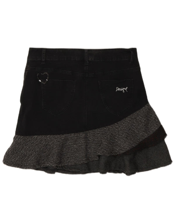 Desigual Womens Asymmetric Denim Skirt EU 40 Medium W30 Grey Herringbone