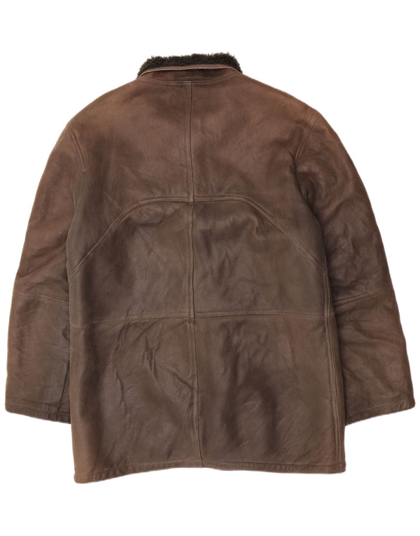 Vintage Mens Shearling Jacket UK 40 Large Brown