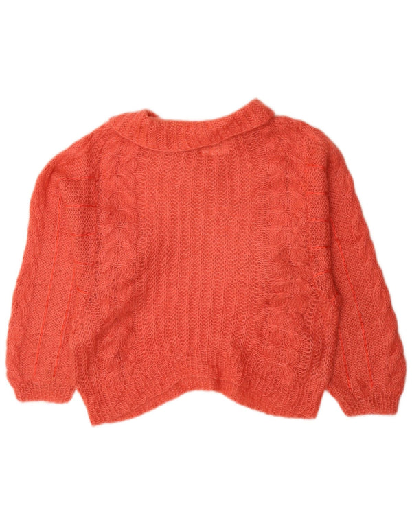 Vintage Damen Rollkragenpullover Pullover UK 12 Medium Orange
