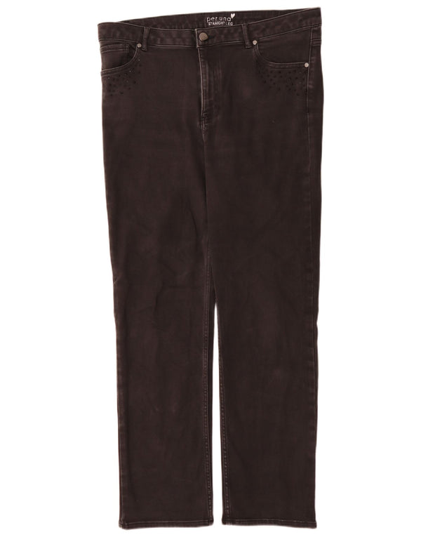 Marks & Spencer Γυναικεία Per Una Straight Jeans UK 16 Large W34 L30 Black