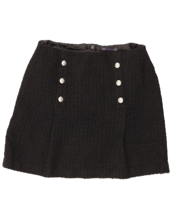 Marks & Spencer Damen Minirock UK 14 Medium W32 Schwarz Acryl