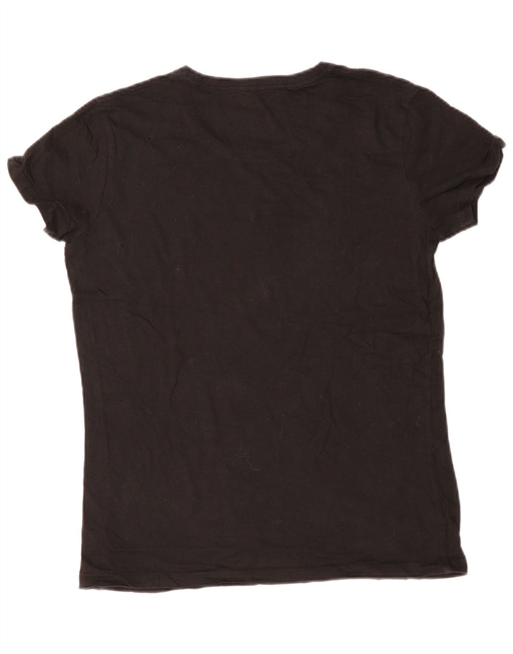 CONVERSE Womens Graphic T-Shirt Top UK 14 Medium Black Cotton